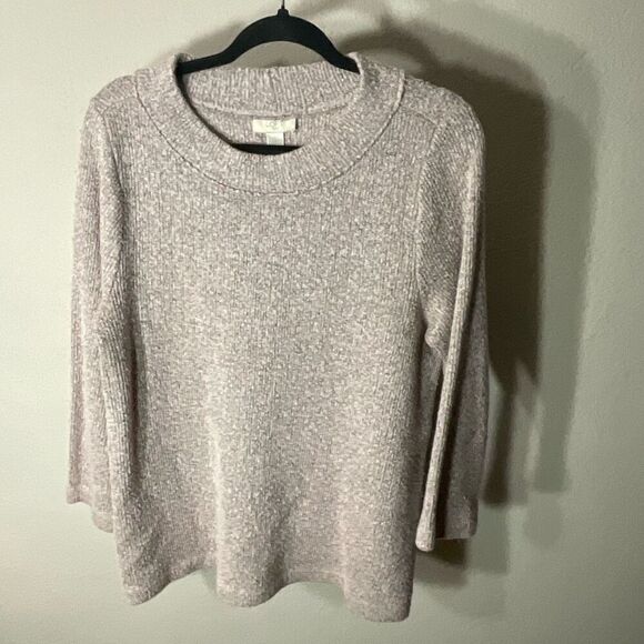 Loft Womens Heathered Long Sleeve Sweater Pink Gray Size Large - Picture 6 of 10